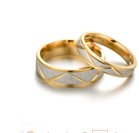 Titanium steel couple ring 24K gold stainless steel ring – view 10