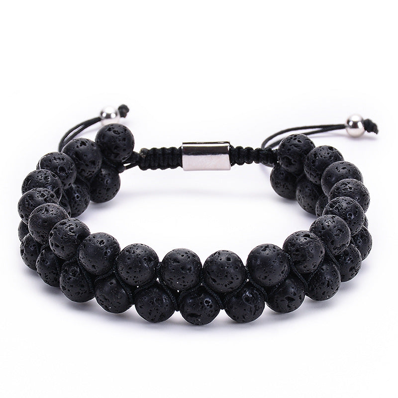 Natural Tiger Eye Stone Lava Lava Stone Double Row Bracelet – view 6