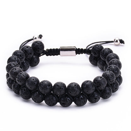 Natural Tiger Eye Stone Lava Stone Double Row Bracelet – view 6