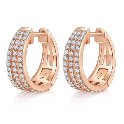 Triple row moissanite huggie hoops – 17mm – view 3