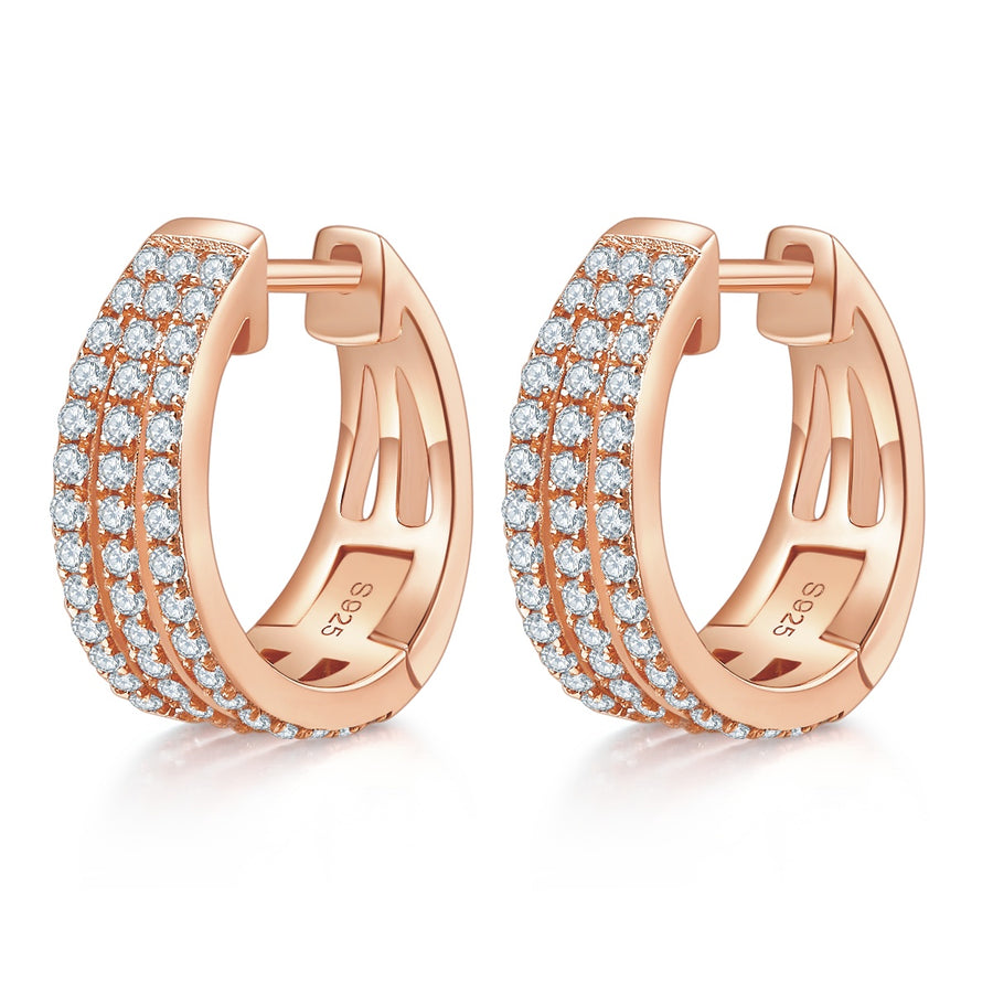 Triple row moissanite huggie hoops – 17mm – view 3