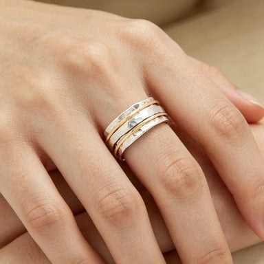 New Two-tone Vintage Minimalist Multi-layer Ring – view 4