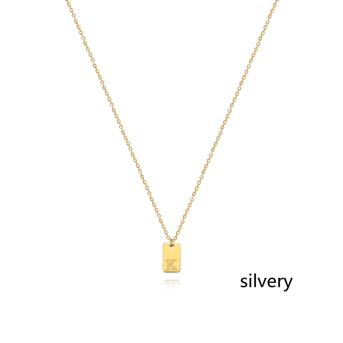 Stainless Steel Simple 26 Letter Tag Pendant Necklace – view 38