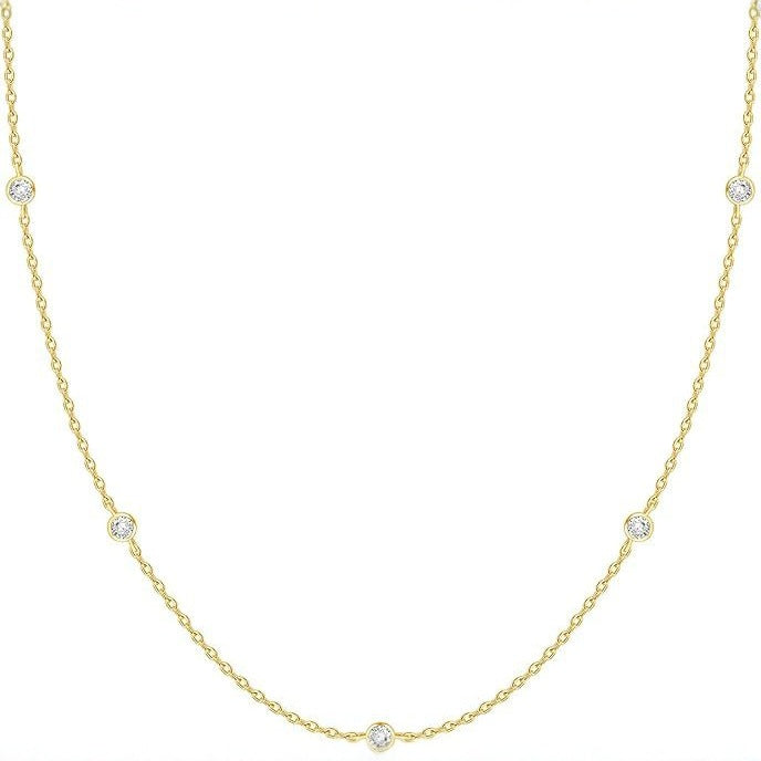 14k Solid Gold Plated Personalized Rhinestone Necklace For Women – view 5