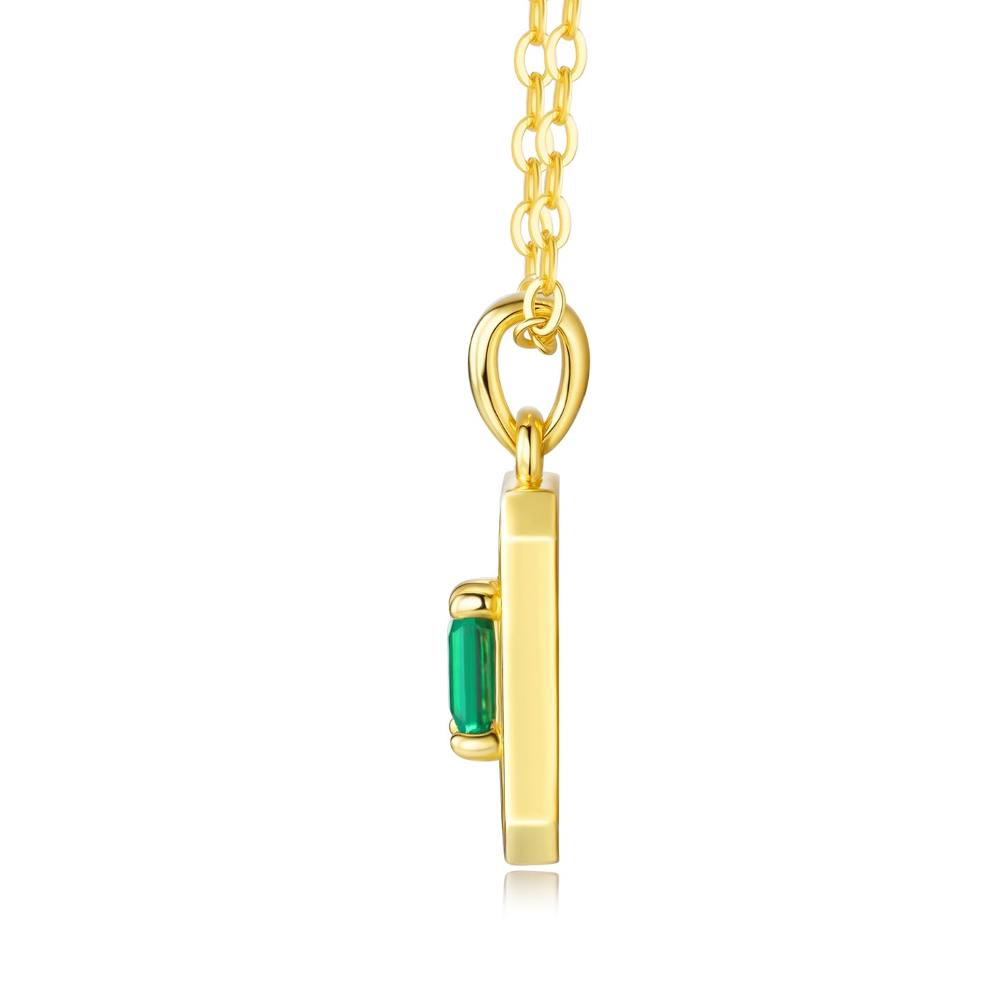 Lab Grown Emerald Octagon Necklace – S925 Gold Plated – view 2