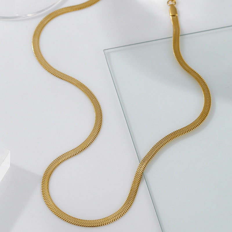 Stainless Steel Geometric Snake Chain Necklace – view 4