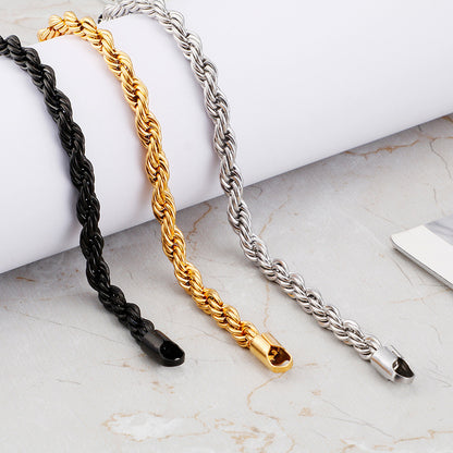 Gold Double Color Twist Chain Stainless Steel Bracelet – view 7