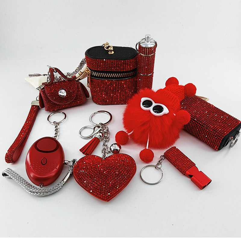 8-piece Heart-shaped Keychain Charm Set In Red Packaging – view 4