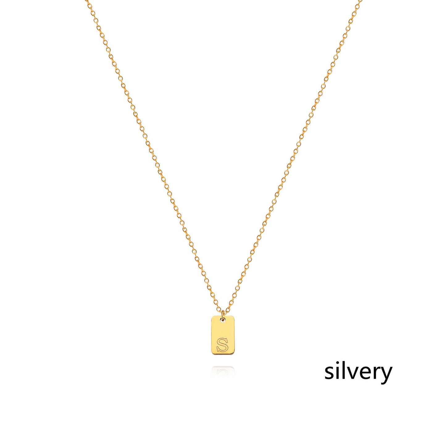 Stainless Steel Simple 26 Letter Tag Pendant Necklace – view 46