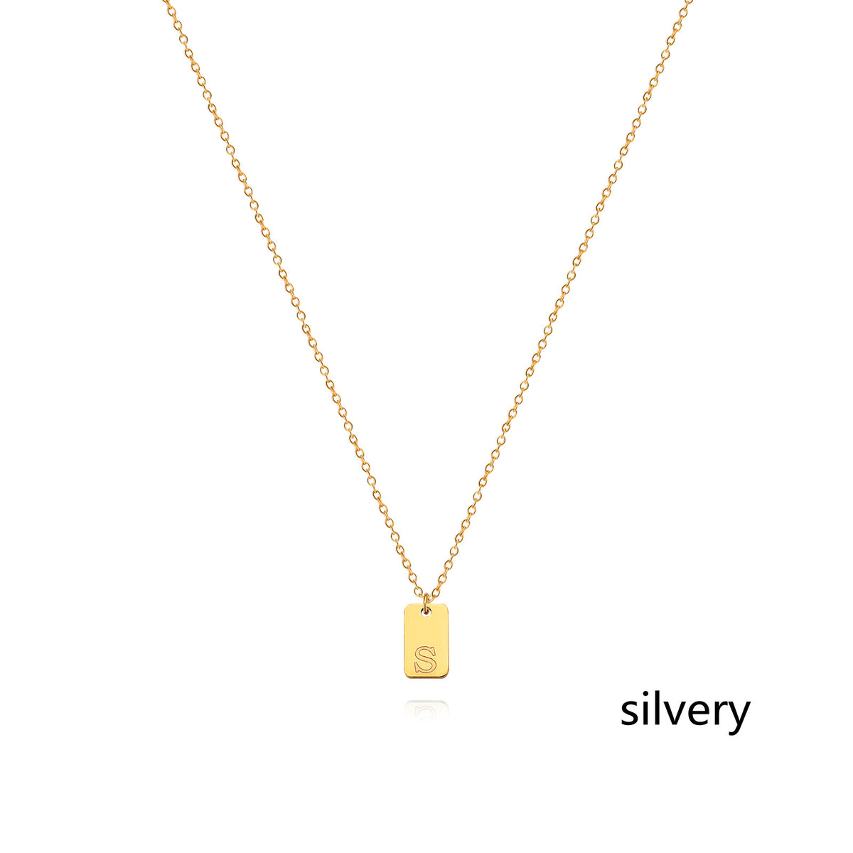 Stainless Steel Simple 26 Letter Tag Pendant Necklace – view 46