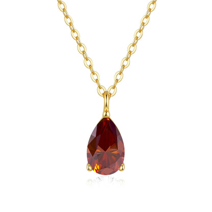 Coloured moissanite waterdrop necklace with gold-plated finish – view 9