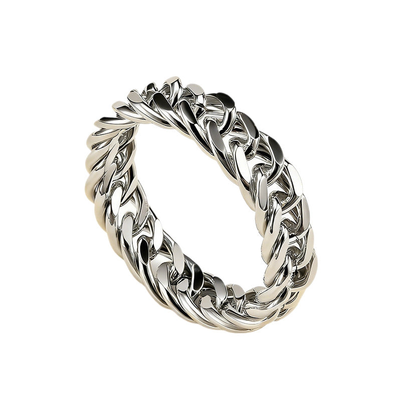 Chain Couple Rings – 18K Gold Plated Titanium Steel, Unisex – view 7
