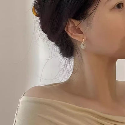 Peace Buckle Oval Hoop Earrings – Chinese Style – view 3