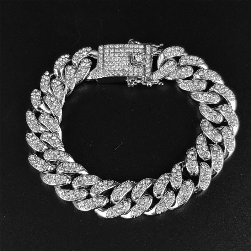 12.5mm Full Diamond Cuban Chain Necklace – Large Gold – view 24
