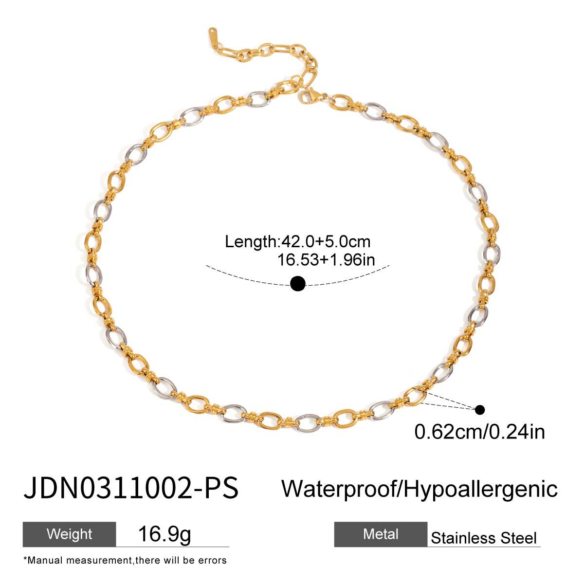 18K Gold And Stainless Steel Two-tone Chain Necklace Accessory For Women – view 7