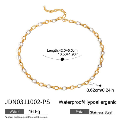 18K Gold And Stainless Steel Two-tone Chain Necklace Accessory – view 7
