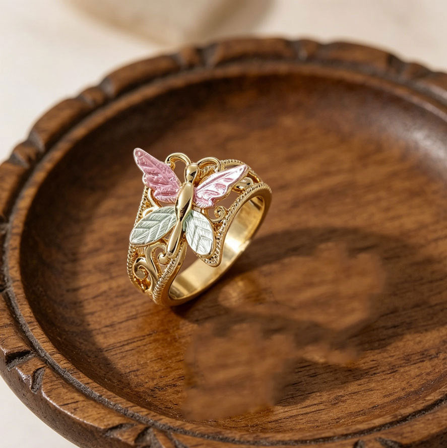 Ins-style Sweet-and-cool Powder-blue Butterfly Ring – view 3