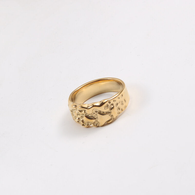 Gold Nugget Ring Titanium Steel Plated 18k Gold – view 3