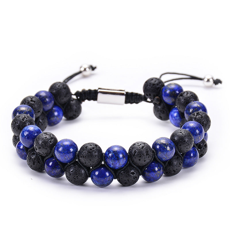 Natural Tiger Eye Stone Lava Lava Stone Double Row Bracelet – view 4