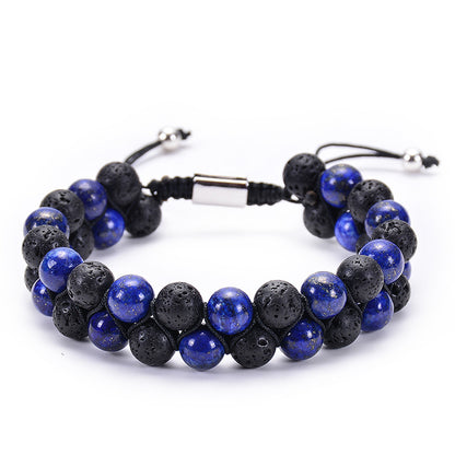 Natural Tiger Eye Stone Lava Stone Double Row Bracelet – view 4