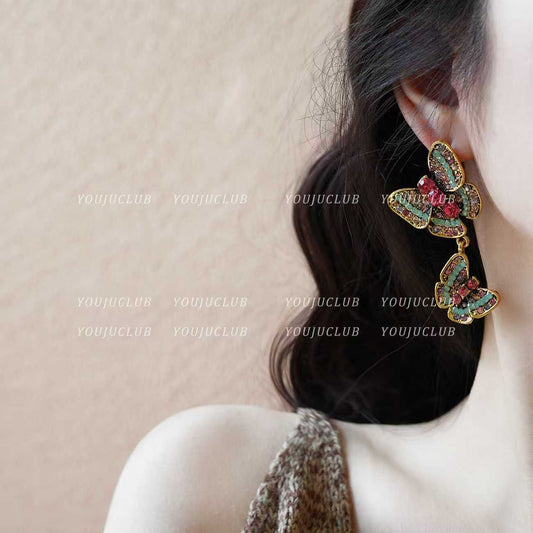 Retro Butterfly Earrings – Full Rhinestones