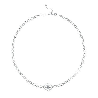 Hollow flower adjustable necklace in plated finish