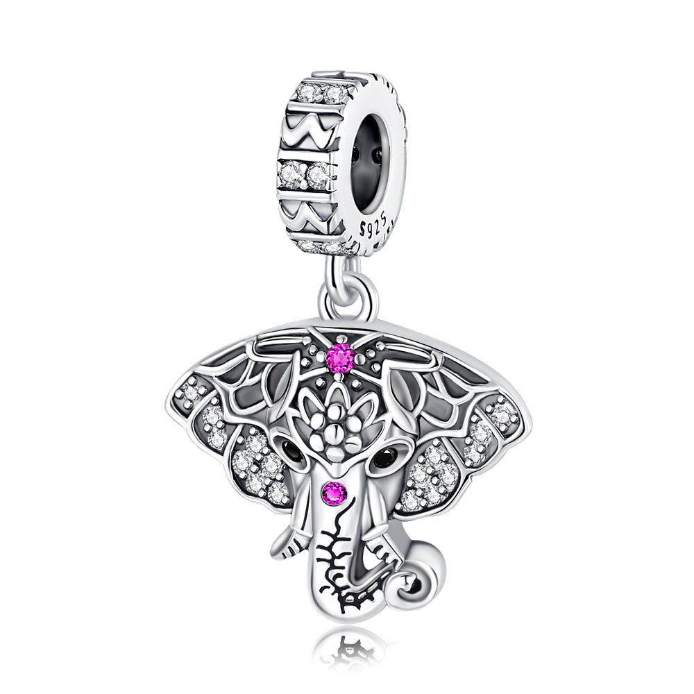 Silver-plated Niche-style Versatile Elephant Pendant With Beads – view 12