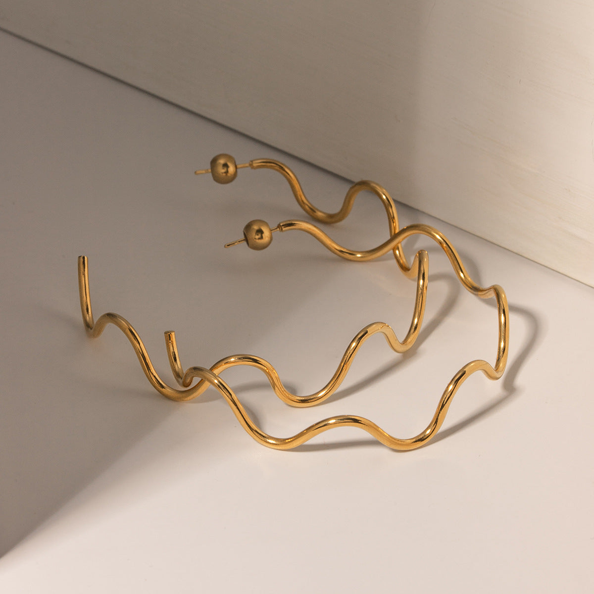 18K Gold Stainless Steel Wave Pull-out Necklace – view 10