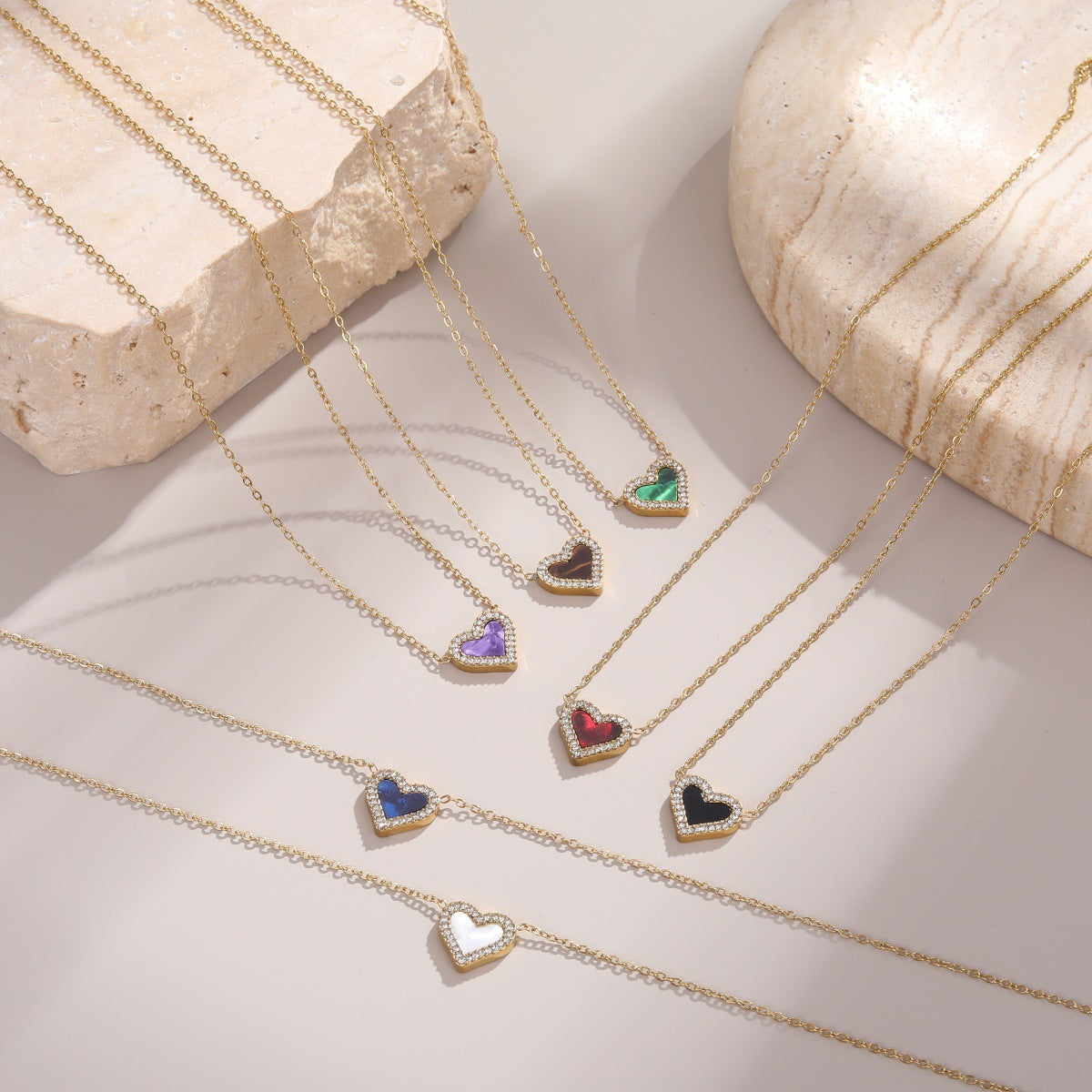 Heart Necklace – 18K Gold, Korean-Japanese Style – view 2
