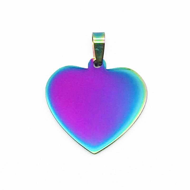 Stainless Steel Dog Tag Necklace – Heart Glass Pendant – view 4