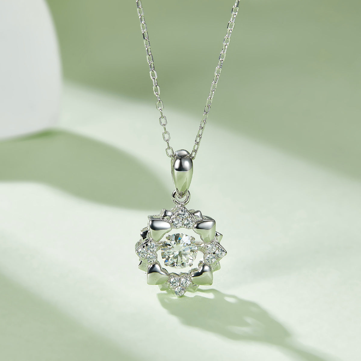 0.5ct Moissanite Flower Pendant Necklace – S925 Platinum Plated – view 2