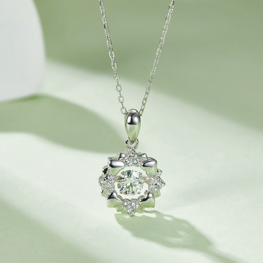 0.5ct Moissanite Flower Pendant Necklace – S925 Platinum Plated – view 2