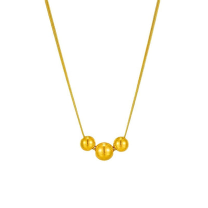 18K Gold Titanium Steel Metal Ball Necklace Vintage – view 5