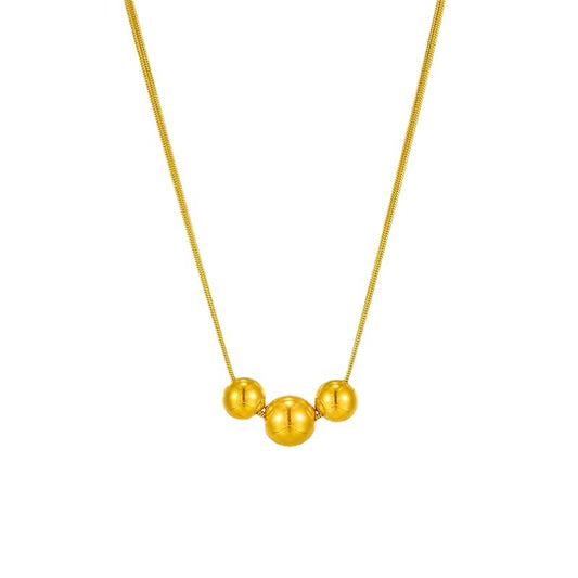 18K Gold Titanium Steel Metal Ball Necklace Vintage – view 5