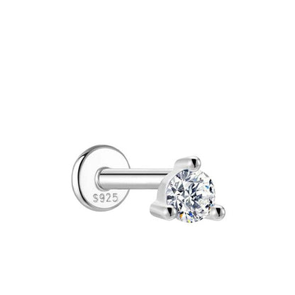 Geometric moissanite Design 1 single stud earring on white background