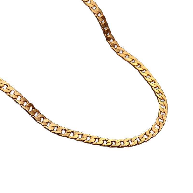 Gold-tone NK chain necklace 6 mm on white background