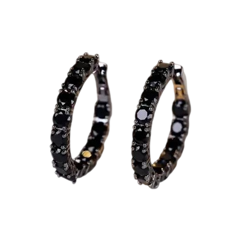 Black inside-out hoop earrings on white background